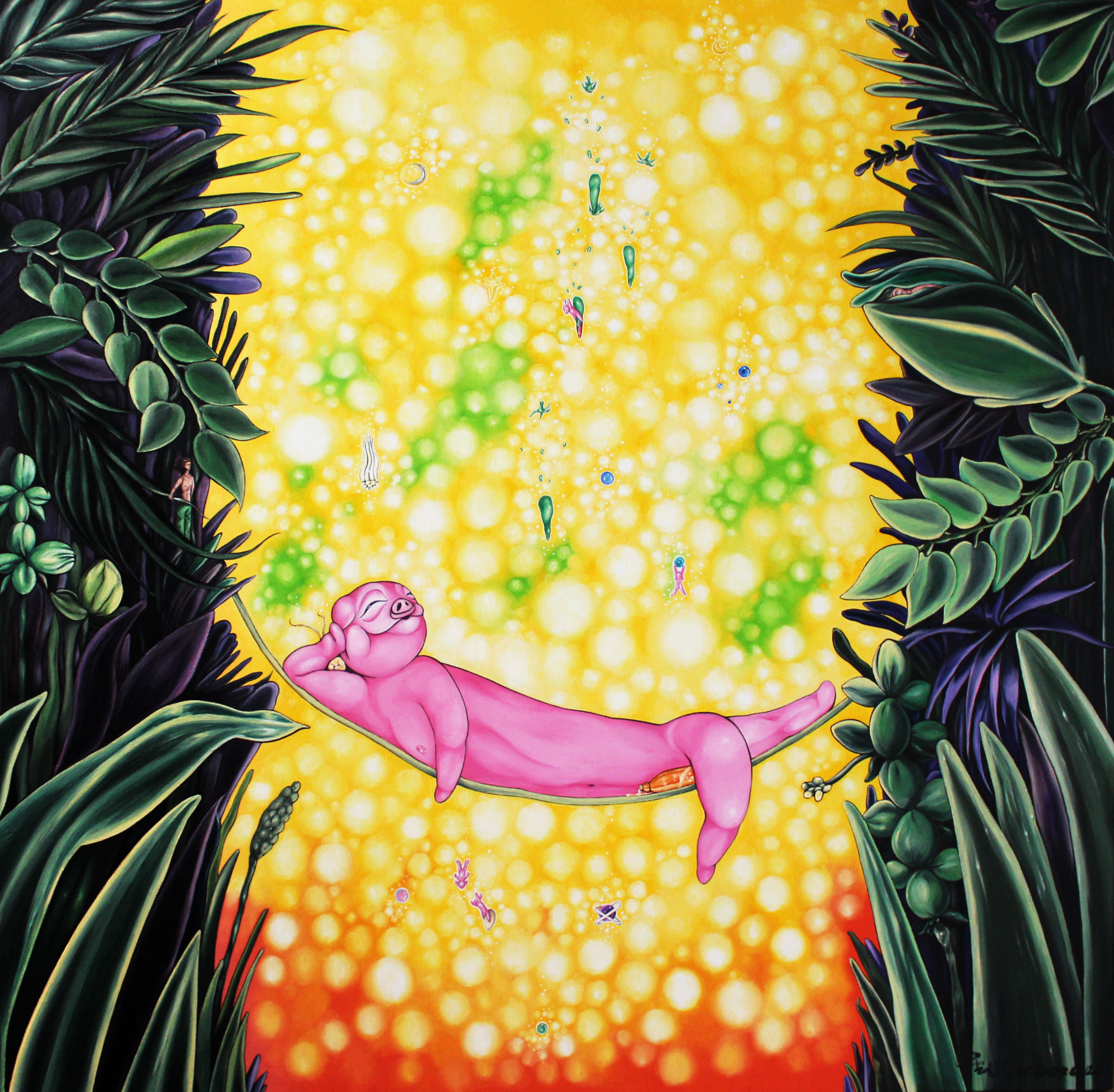 식후불사, 나 죽지 않어~ I don't die.  72.6x72.6cm oil on canvas 2022.JPG